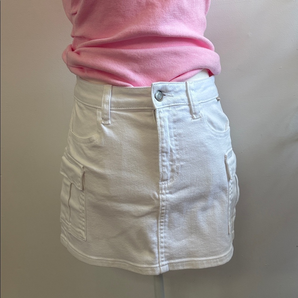 White Denim Mini Skirt